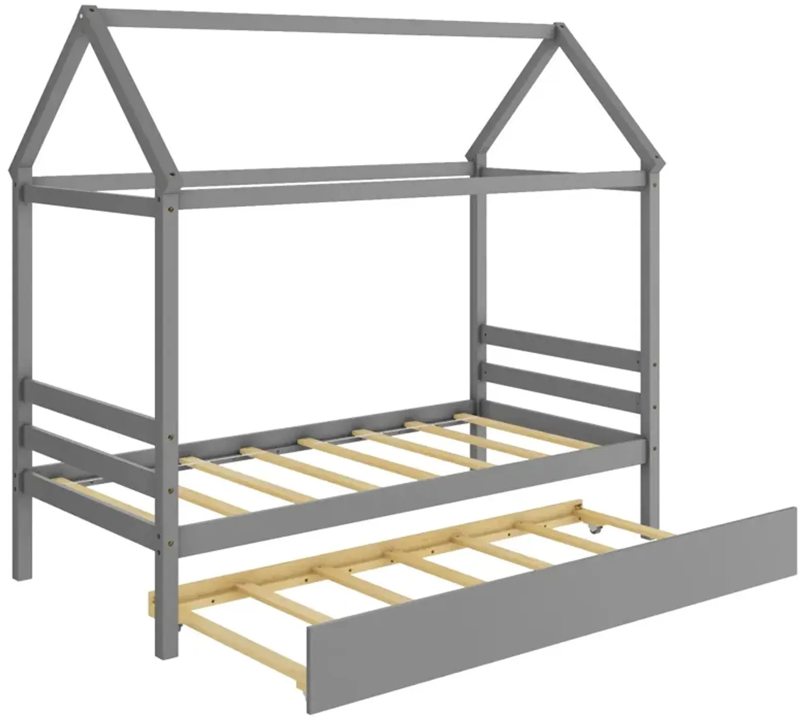 Kids Platform Bed Frame with Roof for Bedroom