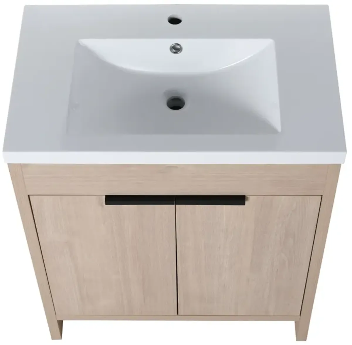 30" Freestanding Vanity with White Resin Sink & 2 Soft-Close Doors