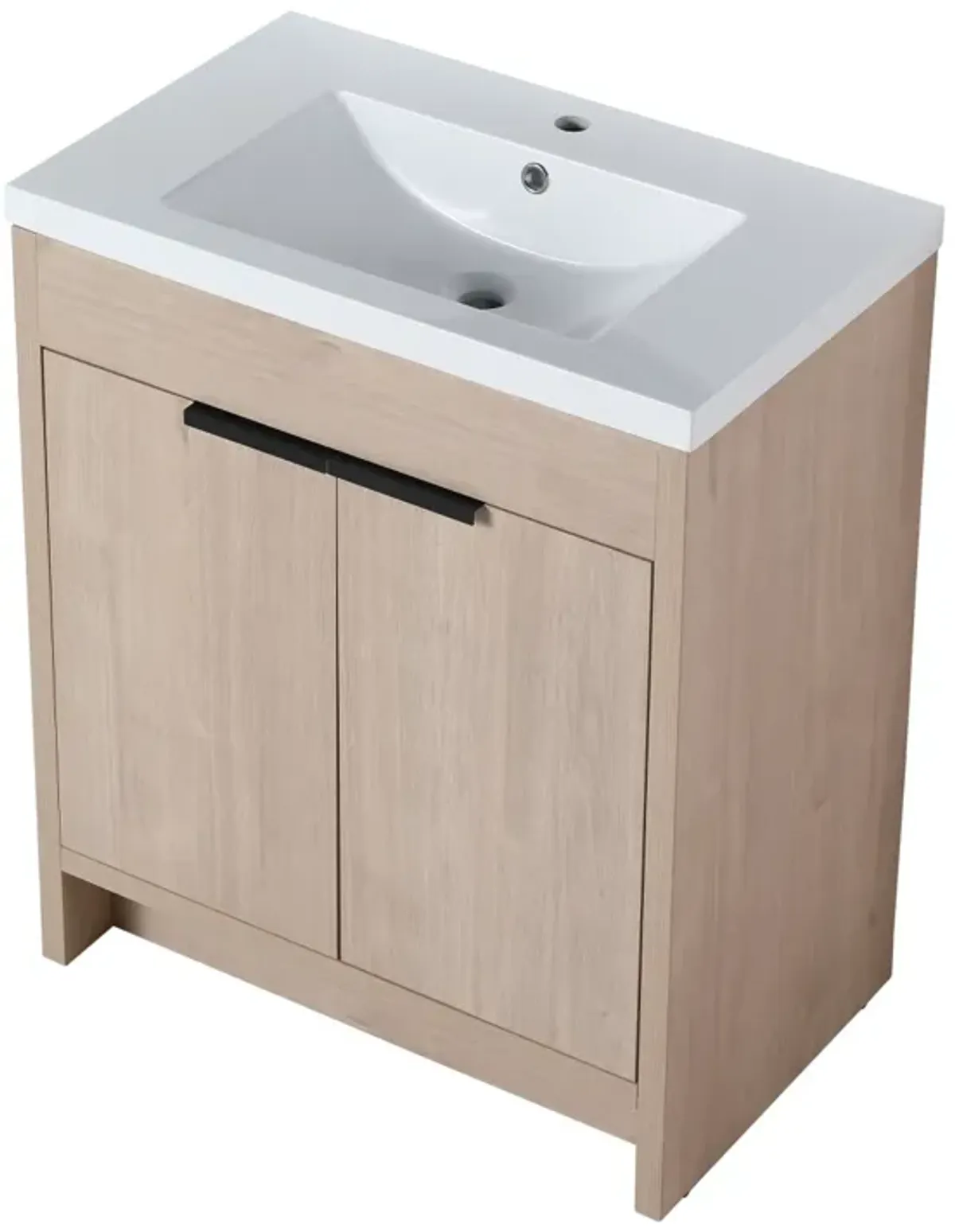 30" Freestanding Vanity with White Resin Sink & 2 Soft-Close Doors