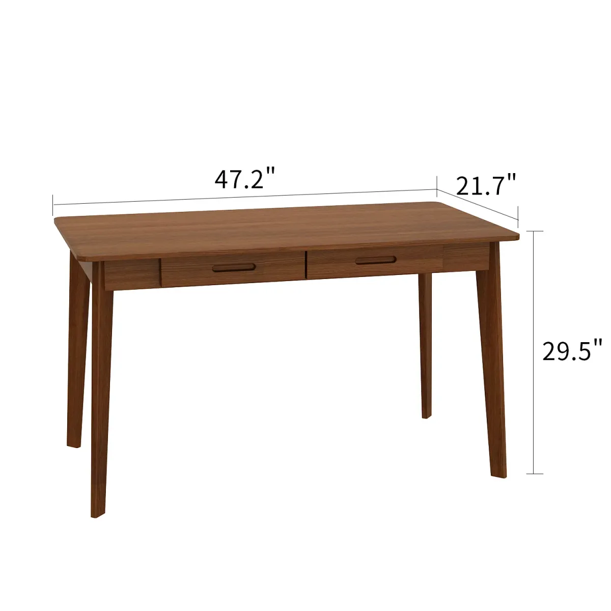 47.2 in. W-21.7 in D-29.5 in H Rectangular Brown MDF Computer Desk with 2 Drawers