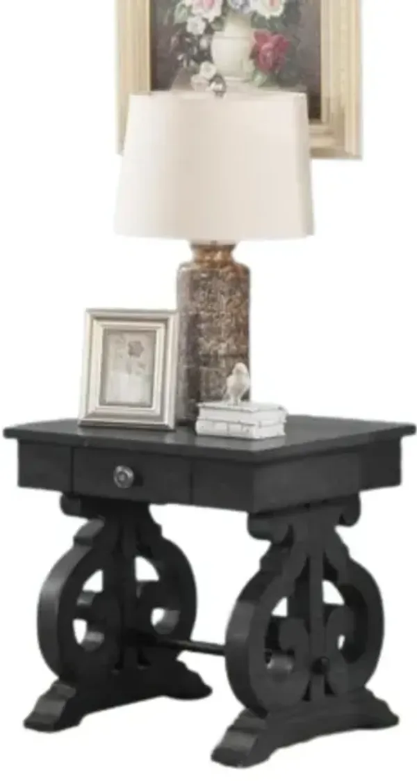 Solid Wood End Table in Dark Gray