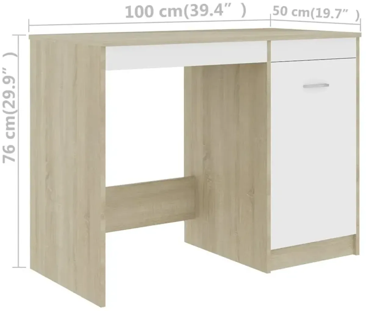 vidaXL Desk Gray 39.4"x19.7"x29.9" Chipboard