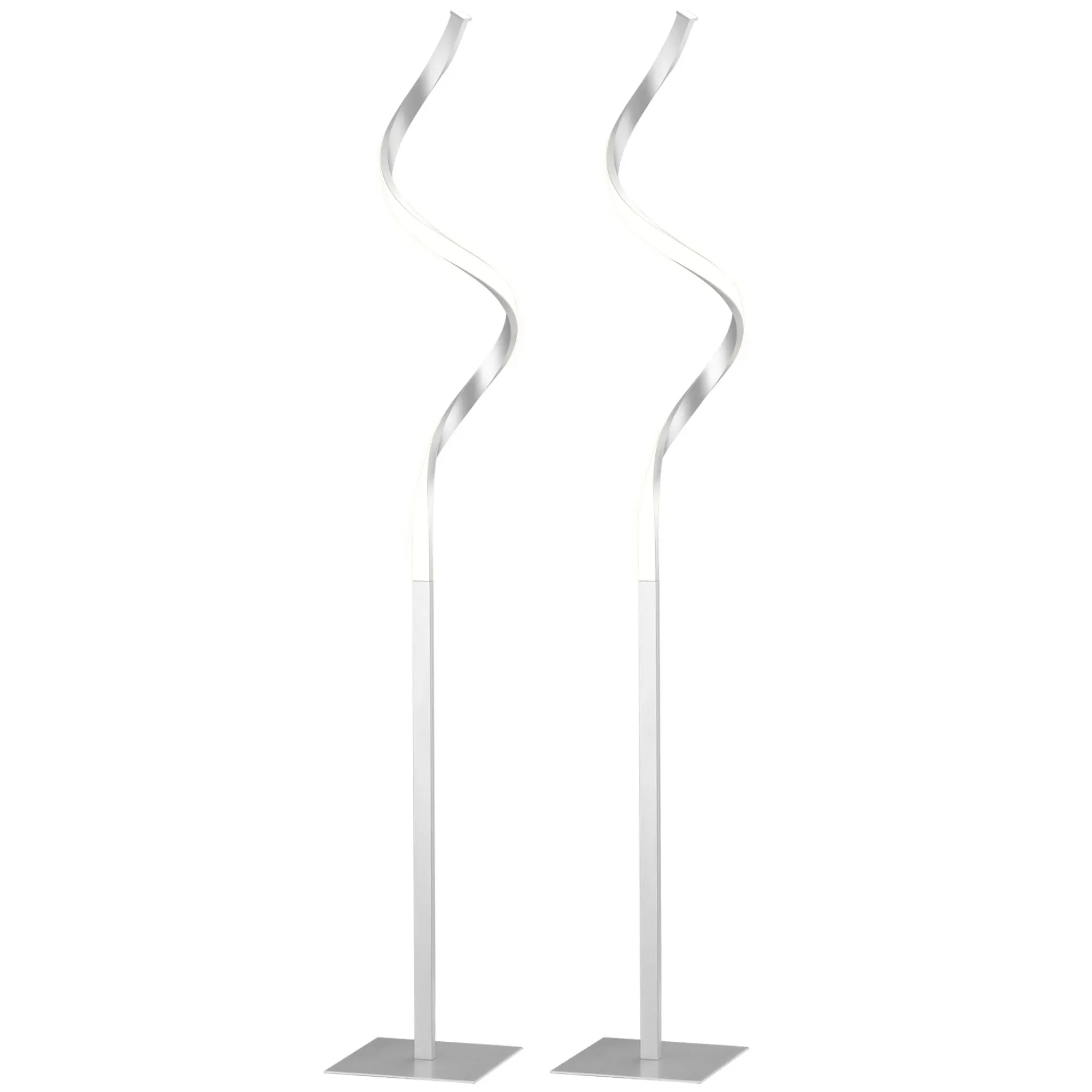 Silver Living Room Lighting: Set of 2 LED Spiral Floor Lamps