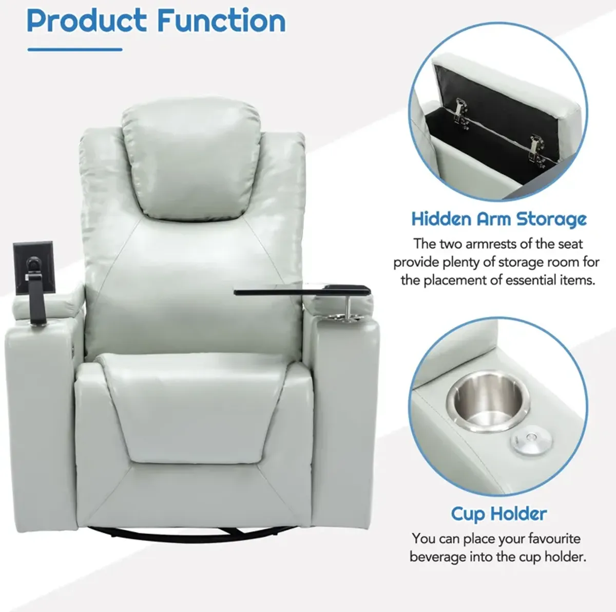 Merax Swivel PU Leather Power Recliner