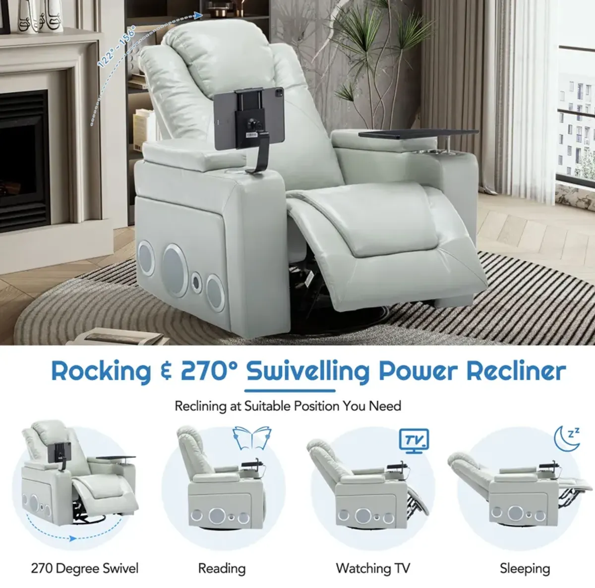 Merax Swivel PU Leather Power Recliner