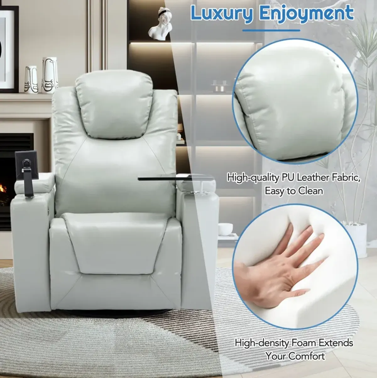 Merax Swivel PU Leather Power Recliner