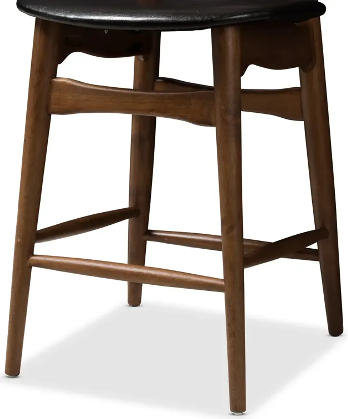 Baxton Studio Flora Mid Century Black Faux Leather Upholstered Counter Stools Set of 2