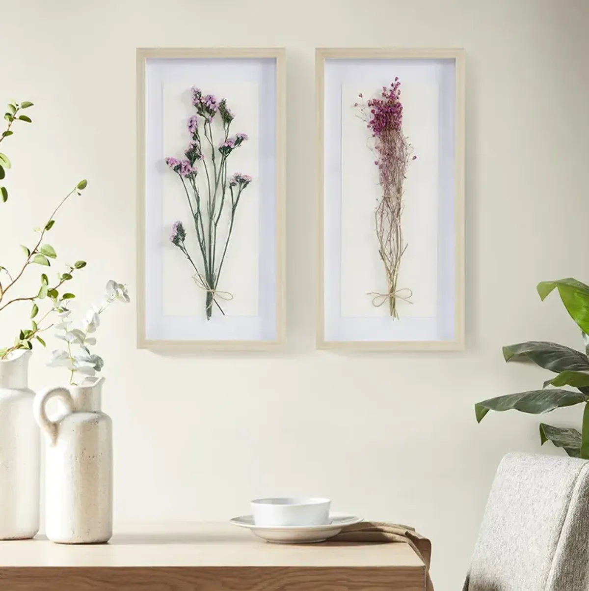 Avant Garden Dried Flower 2-Piece Shadow Box Wall Decor Set