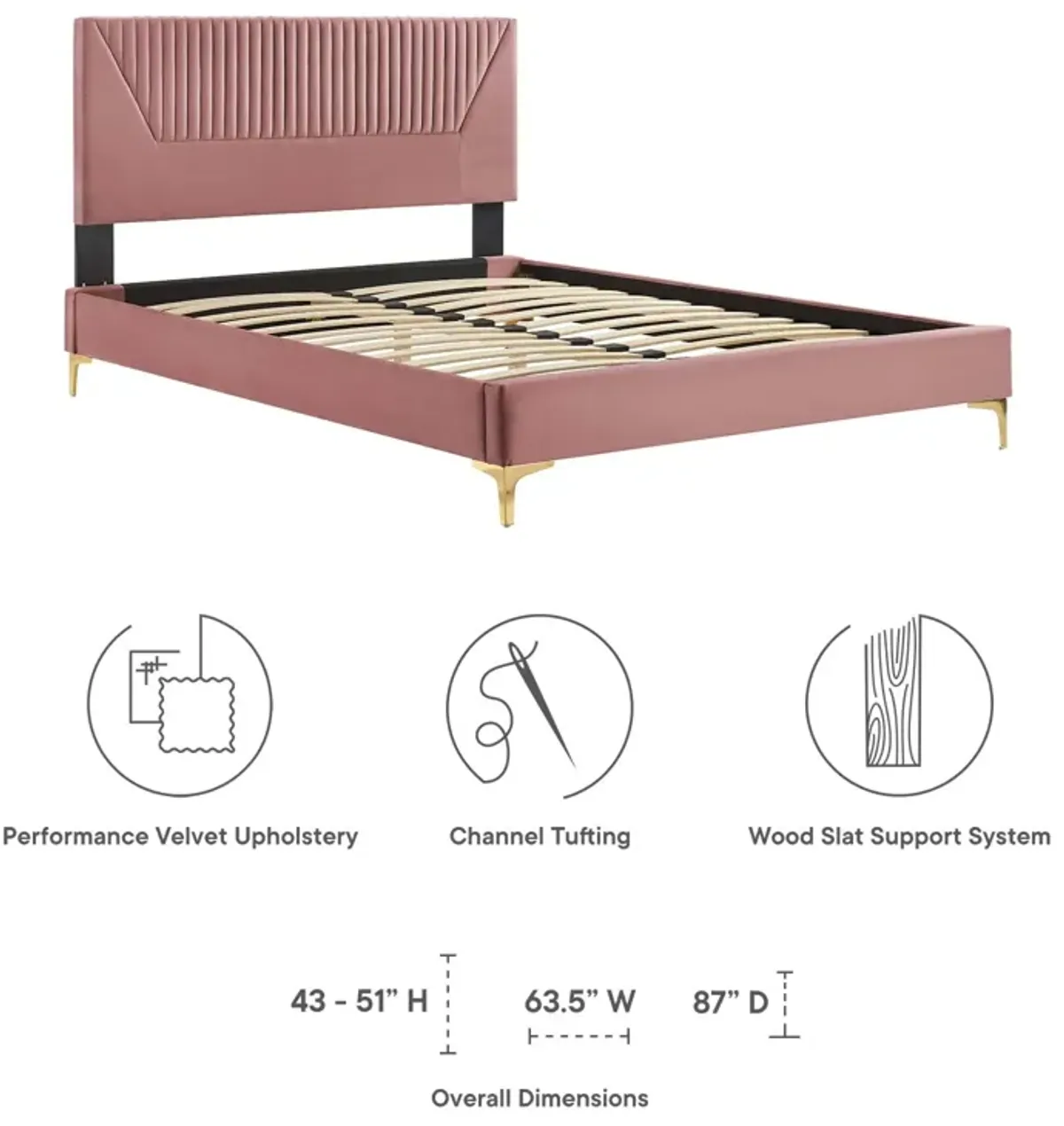 Modway - Yasmine Channel Tufted Performance Velvet King Platform Bed