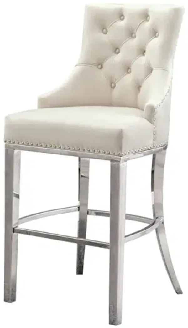 24" upholstered counter height chairs, stainless steel base (SET OF 2)