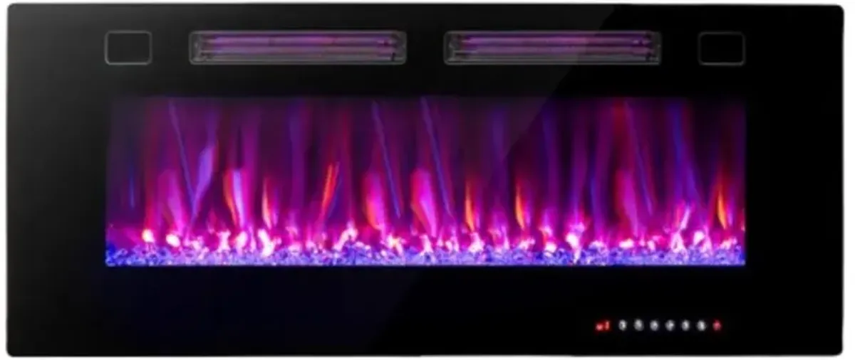 Hivvago 60-Inch Electric Fireplace with Decorative Crystals – Ultra-Thin Design"