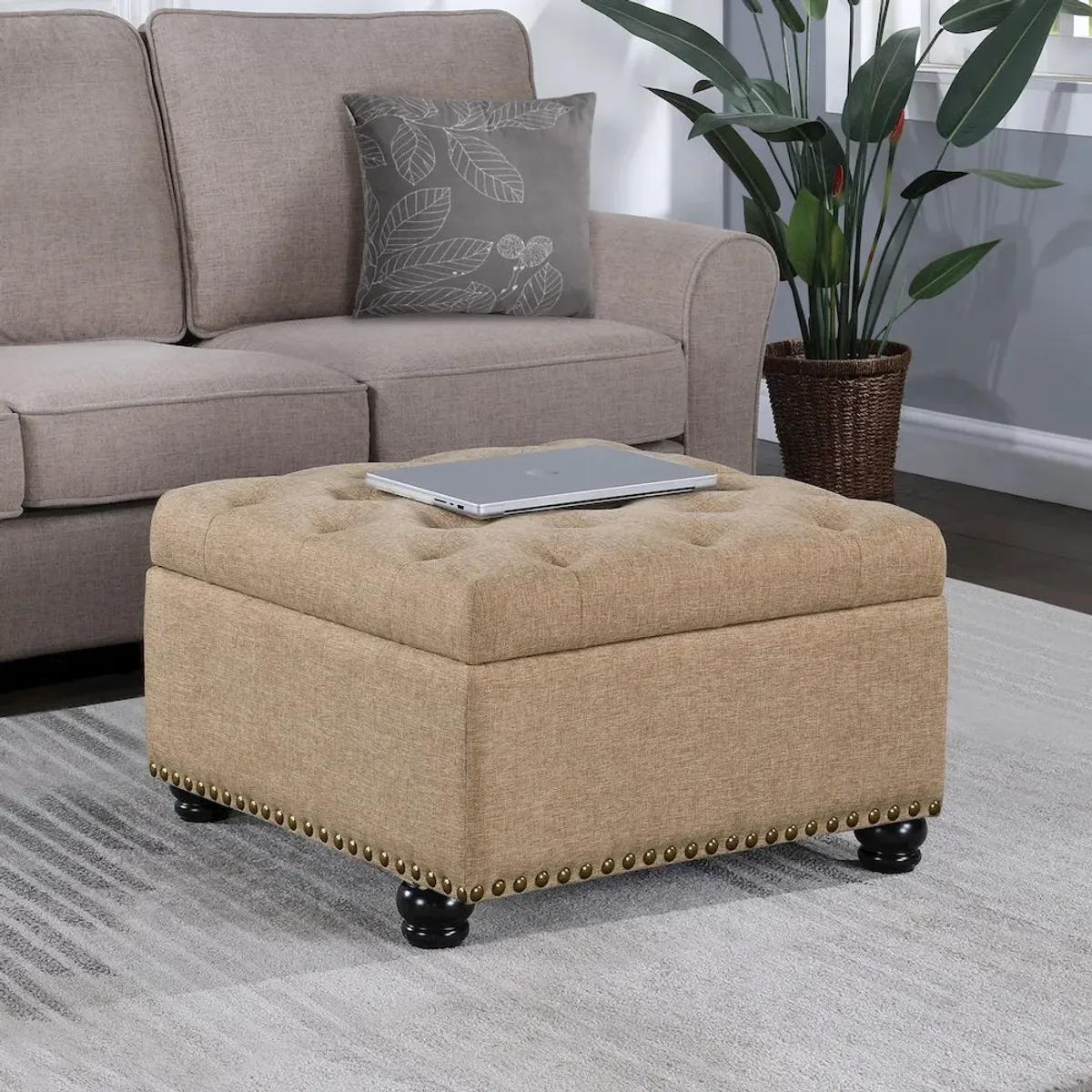 Convenience Concepts Designs4Comfort Herald Square Ottoman Coffee Table with Storage