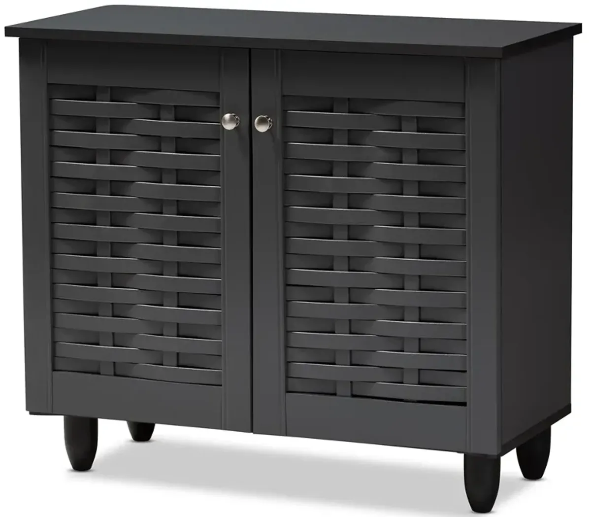 Baxton Studio Winda Modern Dark Gray 2 Door Wooden Entryway Shoe Storage Cabinet