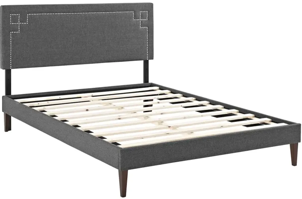 Modway - Ruthie Queen Fabric Platform Bed with Squared Tapered Legs Gray