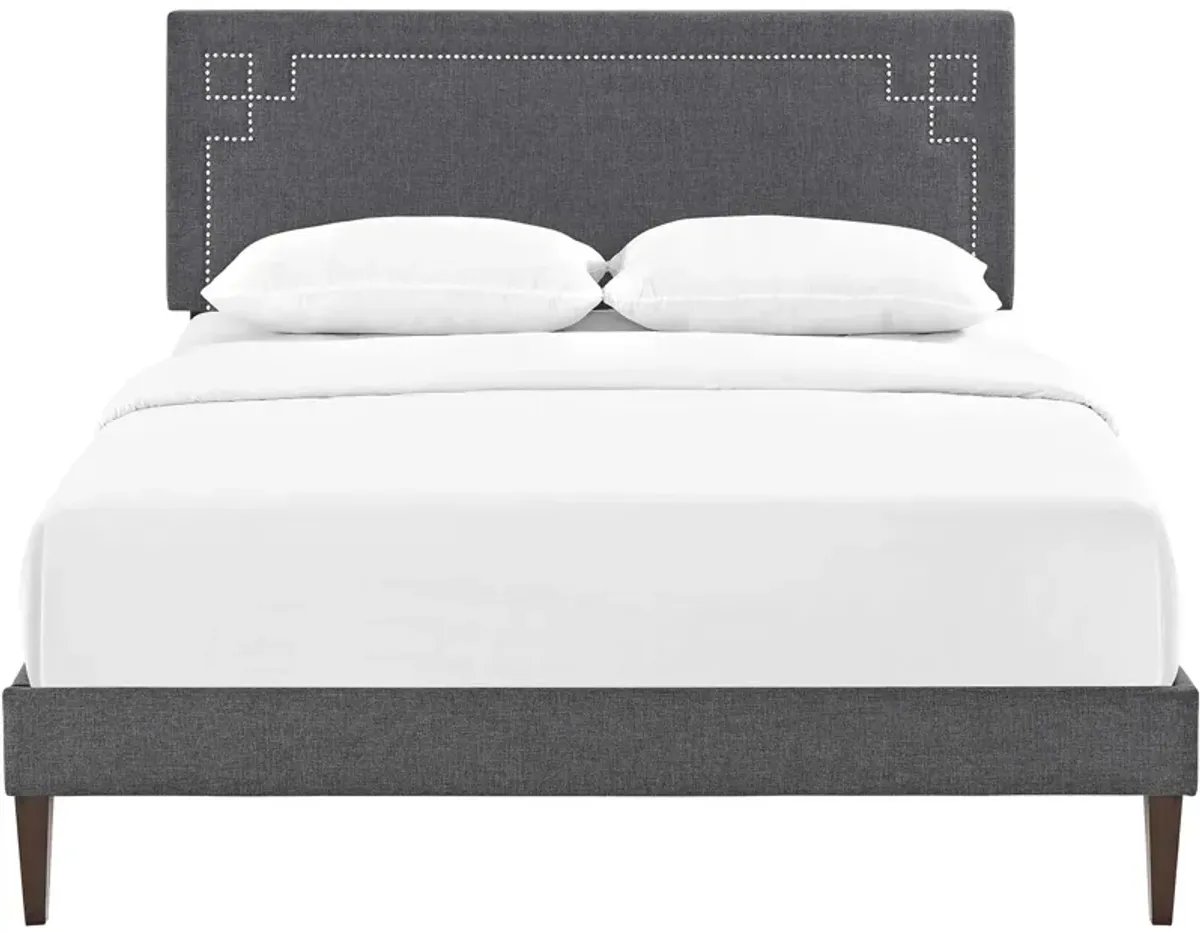 Modway - Ruthie Queen Fabric Platform Bed with Squared Tapered Legs Gray