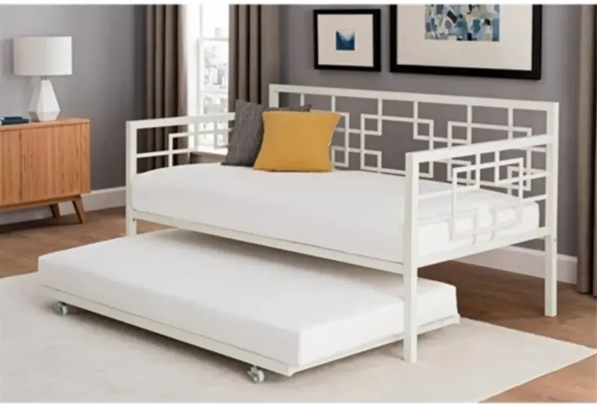 Metal Daybed Frame with Pull-Out Trundle for Extra Sleeping Space