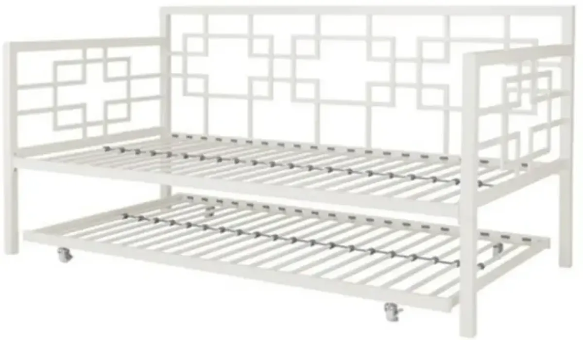 Metal Daybed Frame with Pull-Out Trundle for Extra Sleeping Space