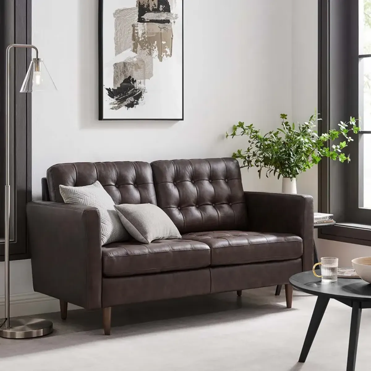 Exalt Tufted Vegan Leather Loveseat