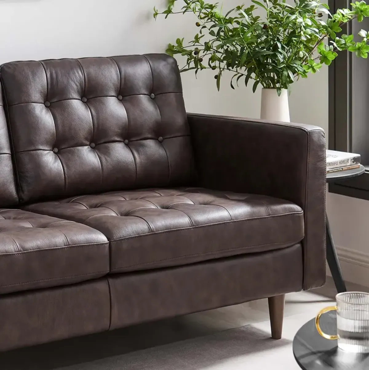 Exalt Tufted Vegan Leather Loveseat