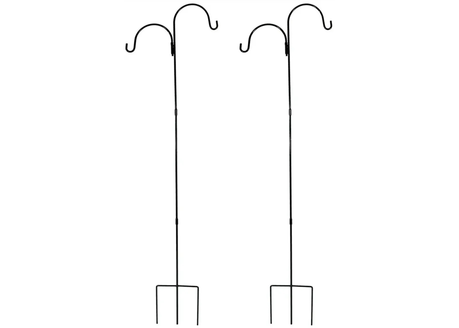 Sunnydaze Black Steel Hanging Double Shepherd Hooks - 84 in - Set of 2