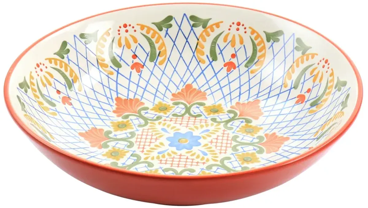 Laurie Gates California Designs Tierra 10.5 Inch Hand Painted Stoneware Pasta Bowl in Red