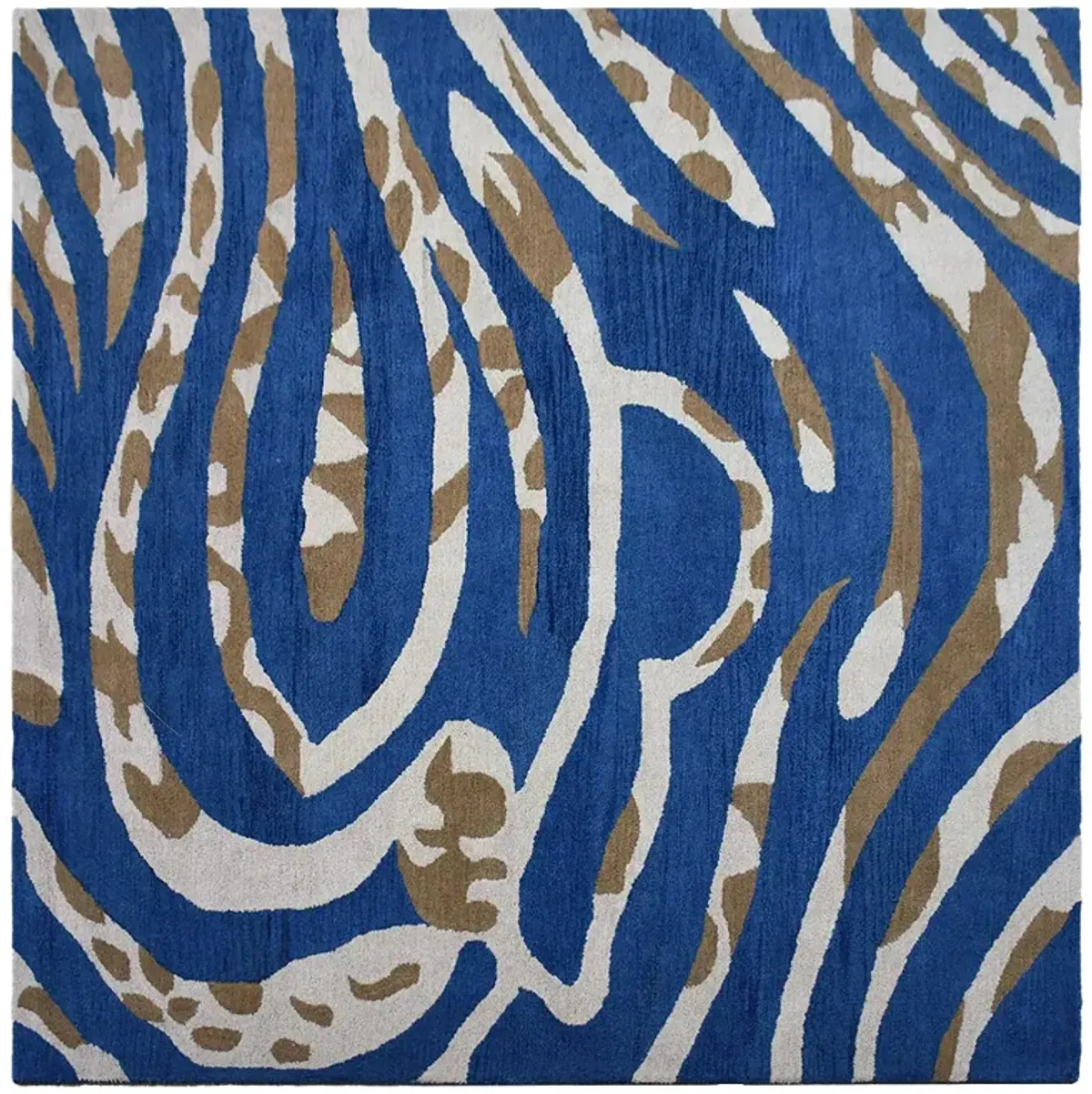 RUGSOTIC CARPETS HAND TUFTED WOOL ECO-FRIENDLY AREA RUGS  - 8'x8', Square Shape, Blue, Contemporary Modern Design, High Pile Thick Handmade Anti Skid Area Rugs for Living Room, Bed Room (K00264)