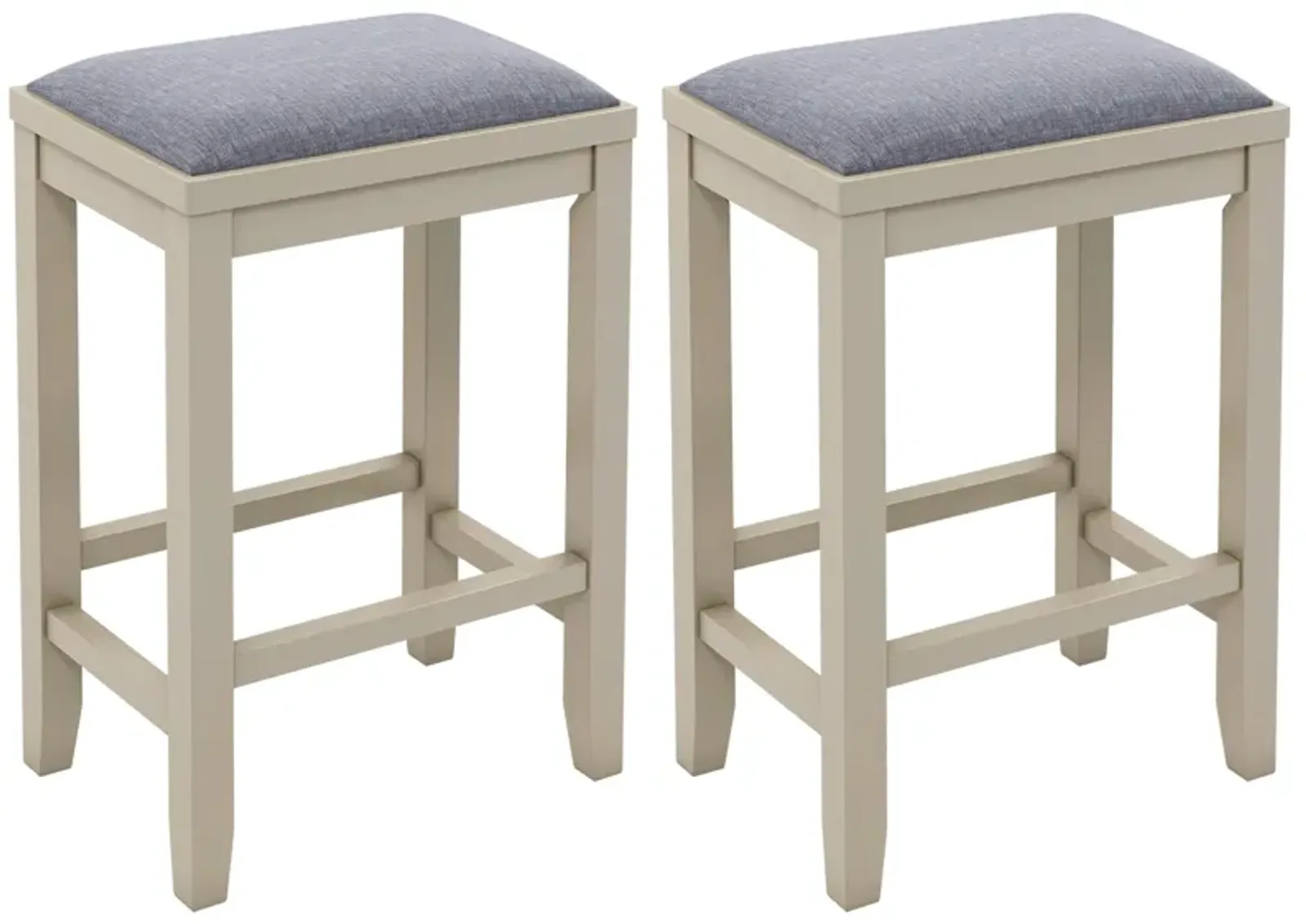 2 Pieces 25 Inch Upholstered Bar Stool Set with Solid Rubber Wood Frame and Footrest