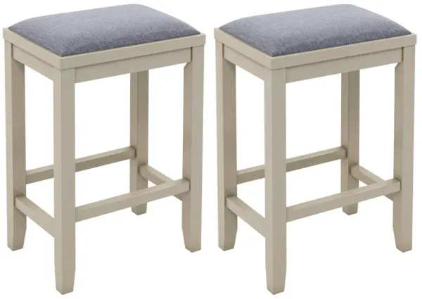 2 Pieces 25 Inch Upholstered Bar Stool Set with Solid Rubber Wood Frame and Footrest