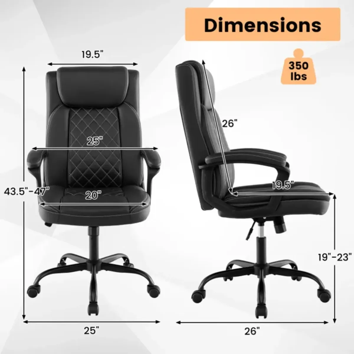 Hivvago High Back Ergonomic Executive Chair with Thick Headrest Cushion