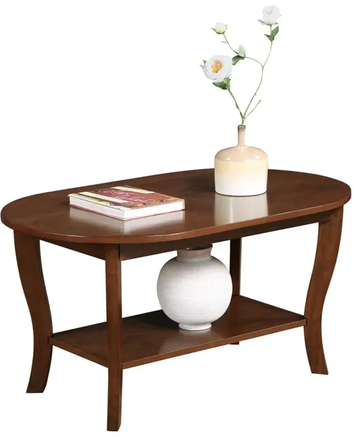 Convenience Concepts American Heritage Oval Coffee Table with Shelf