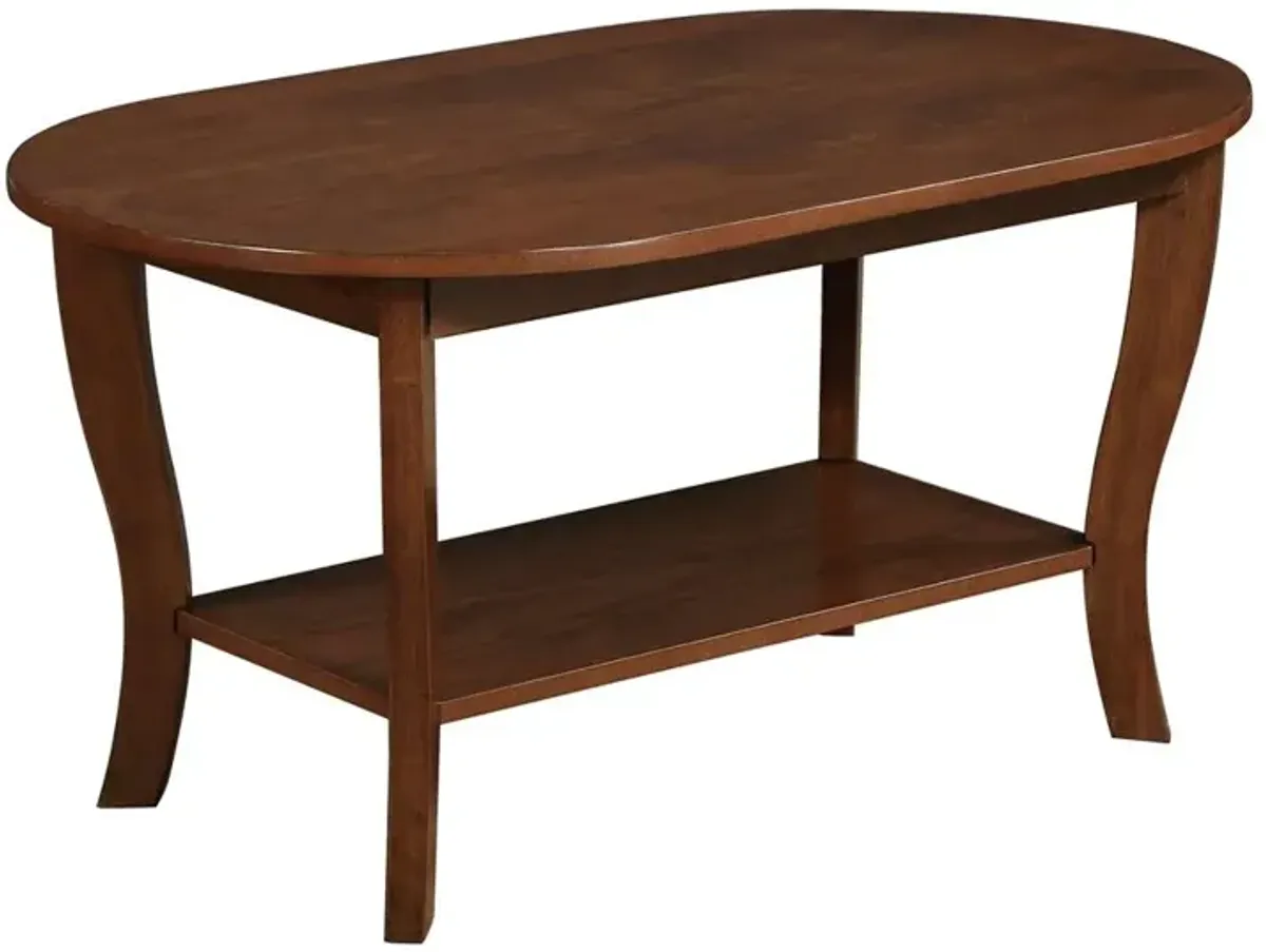 Convenience Concepts American Heritage Oval Coffee Table with Shelf