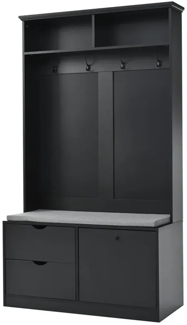 Streamdale Entryway Bench with Coat Rack and Shoe Storage