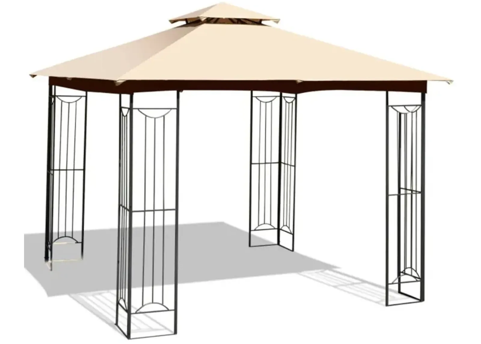 Hivvago 10 x 10 Feet L-Shaped Patio Canopy Gazebo Outdoor 2-Tier Steel Tent