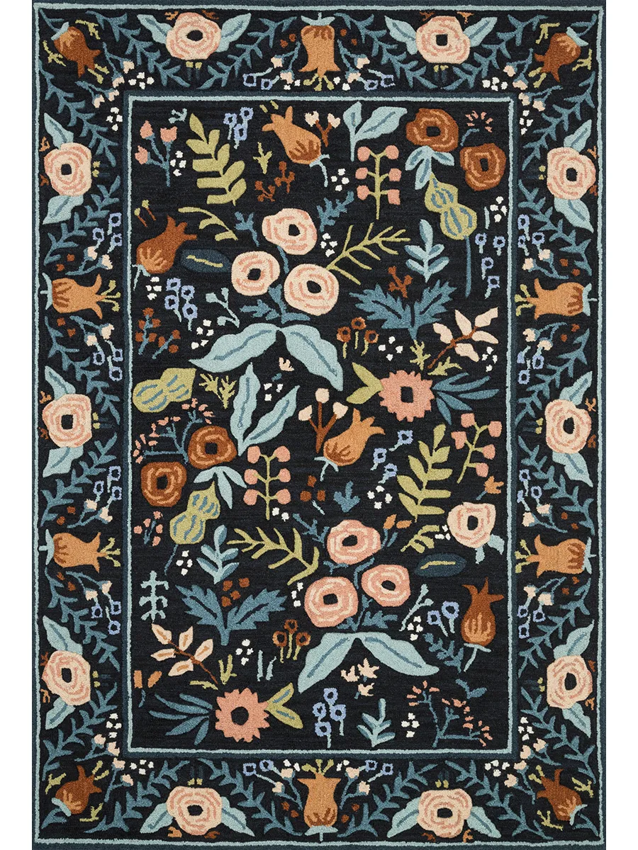 Les Fleurs LES01 Black 7'9" x 9'9" Rug