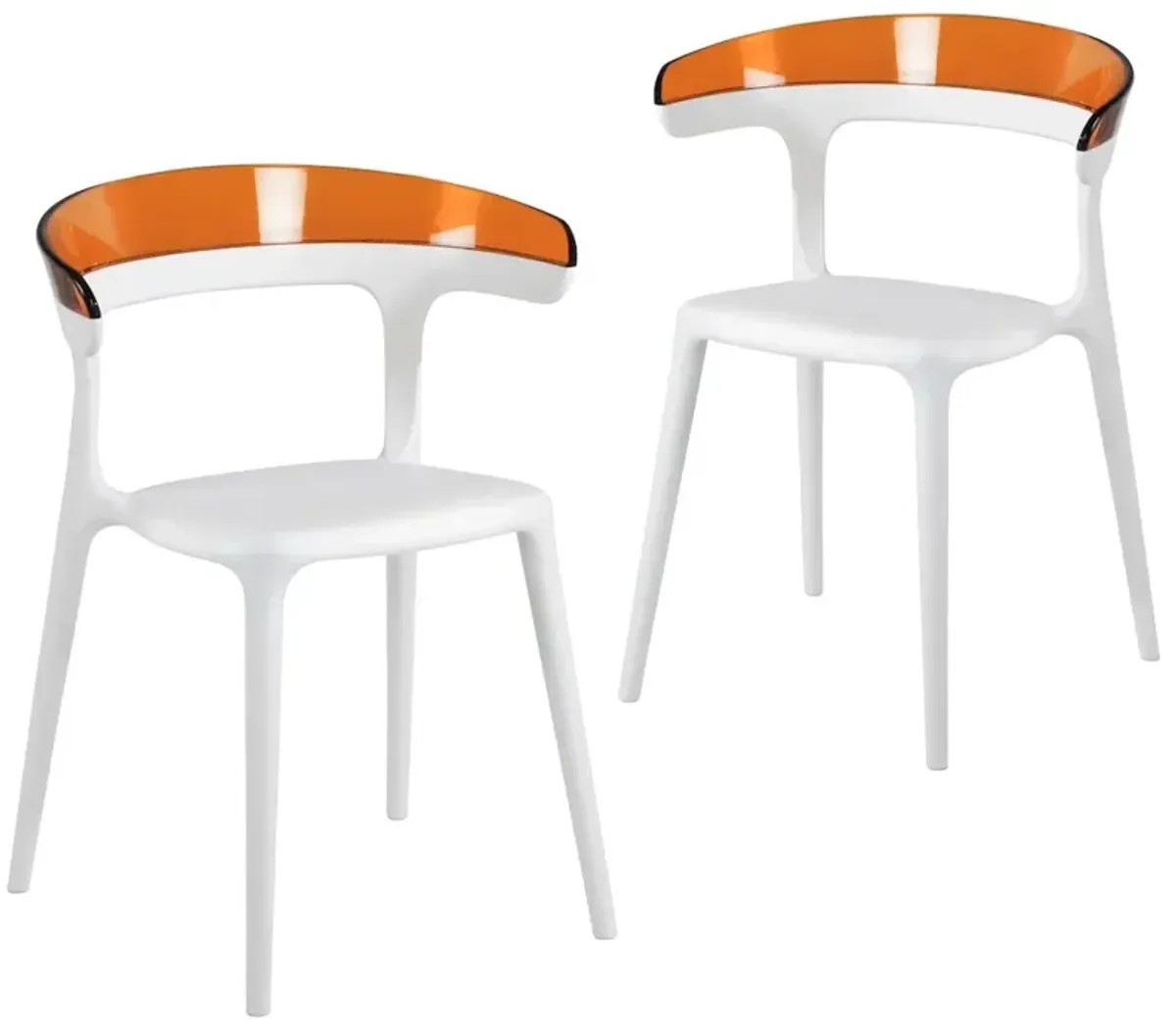 Omax Decor Mia Resin Patio Dining Chair in White and Orange - (Set of 2)