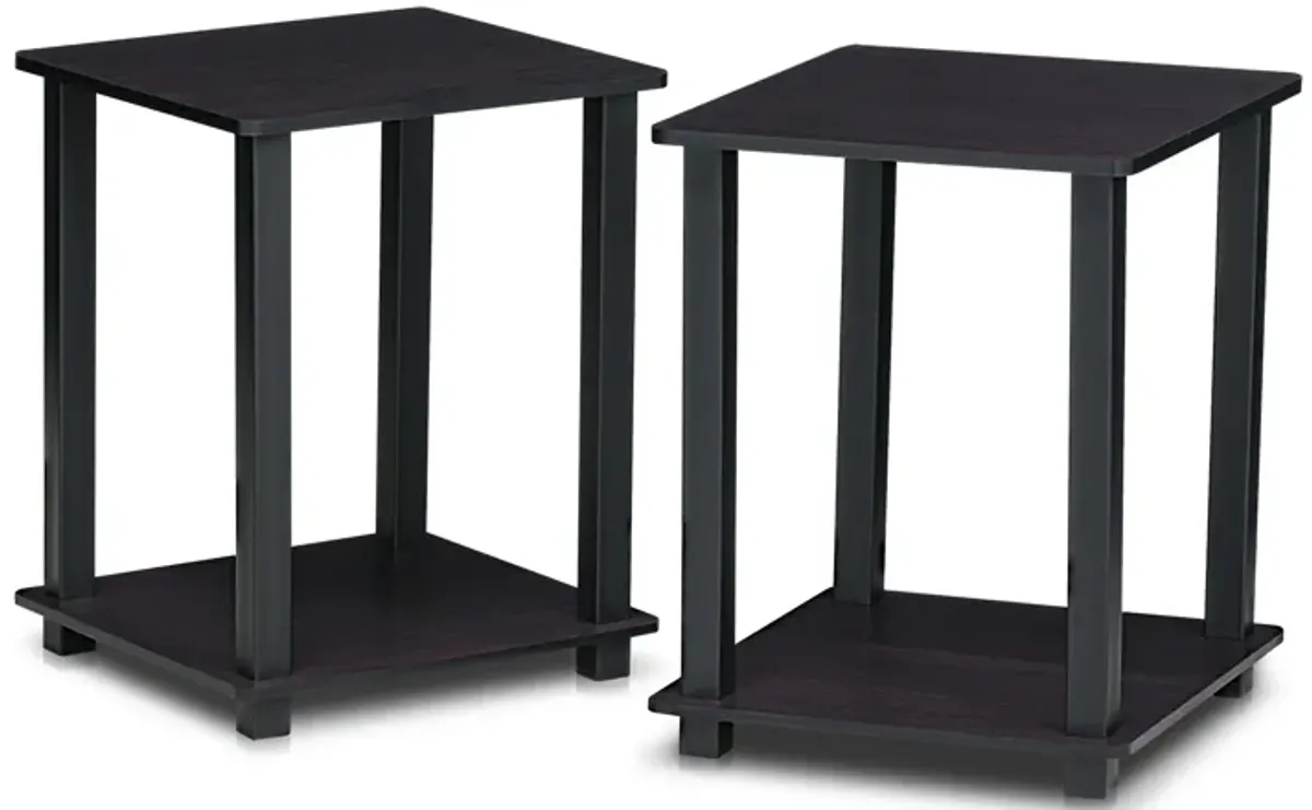 Furinno Simplistic Set of 2 End Table, Dark Walnut