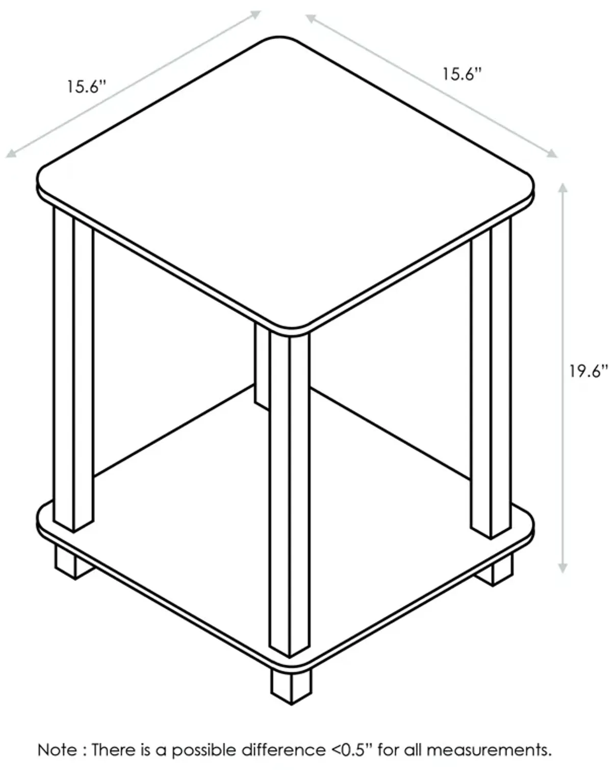 Furinno Simplistic Set of 2 End Table, Dark Walnut