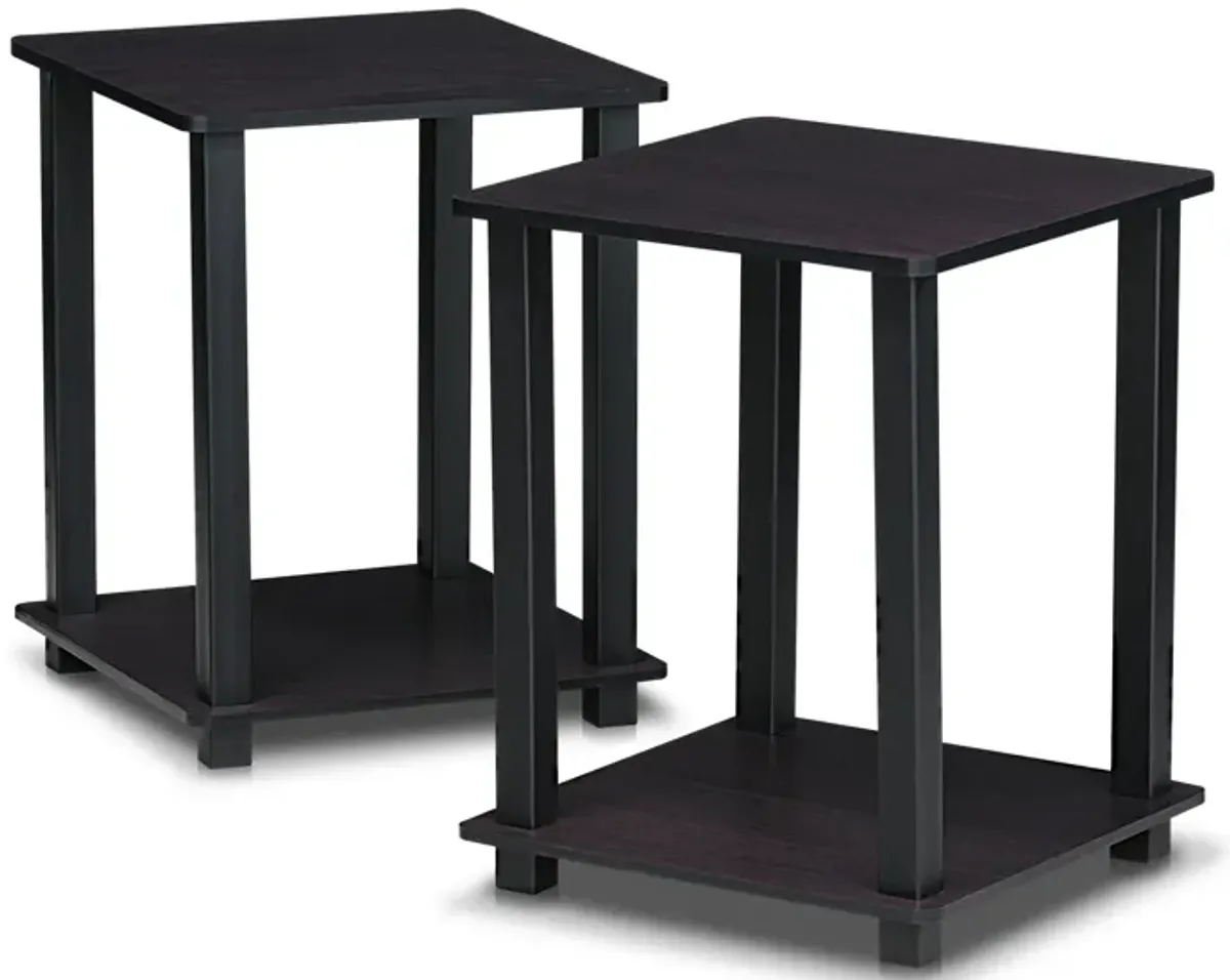 Furinno Simplistic Set of 2 End Table, Dark Walnut