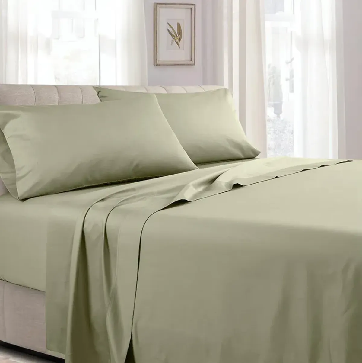 Egyptian Linens - Low Profile (7-10 inches) Soft Cotton Sateen Sheet Set - Made in USA