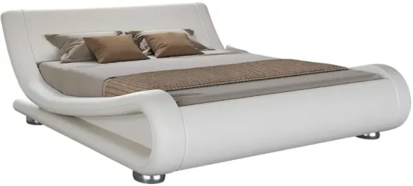 Modern Upholstered Platform Bed Frame with Sleigh Curved Headboard – Contemporary Comfort with a Timeless Silhouette