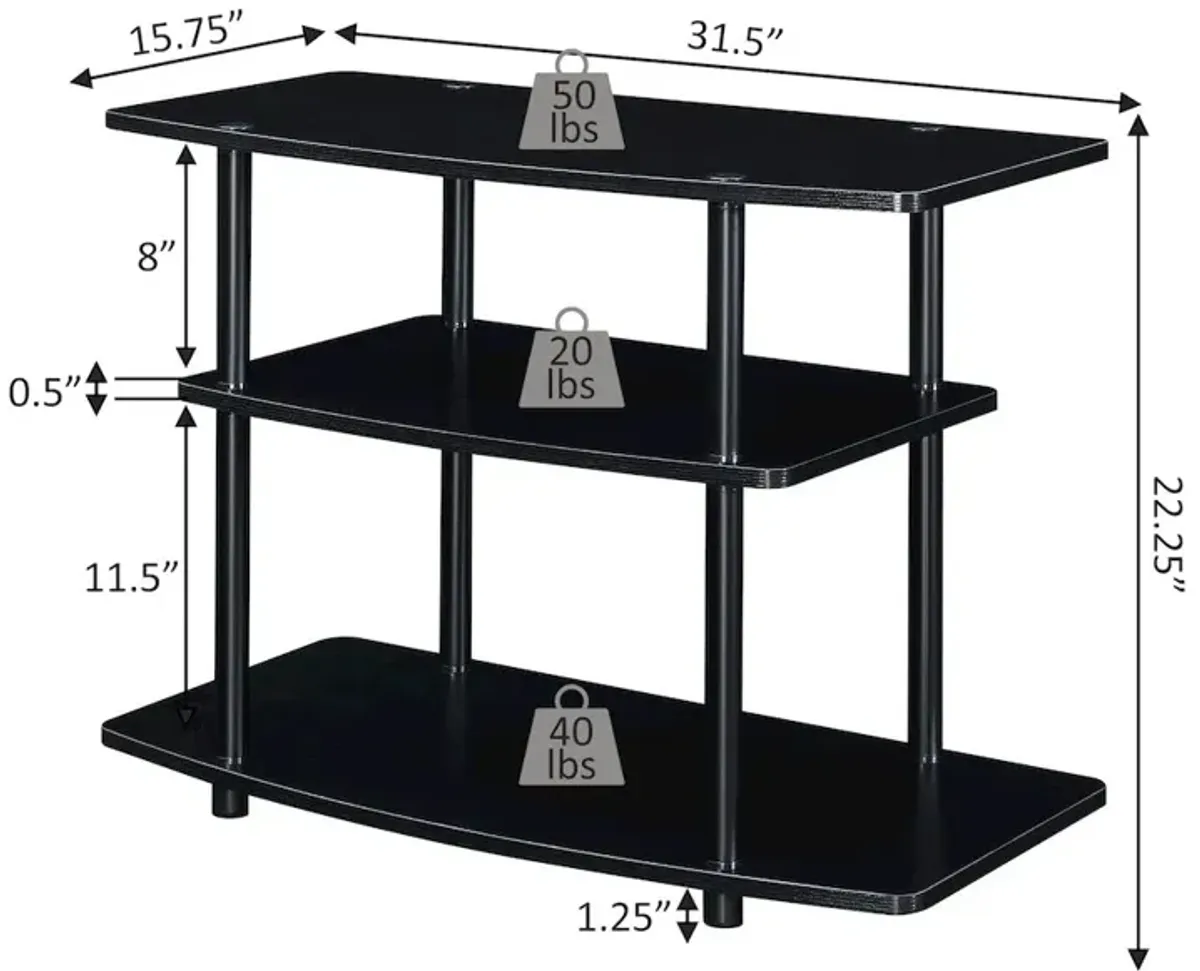 Convenience Concepts Designs2Go No Tools 3 Tier TV Stand for TVs up to 37 Inches