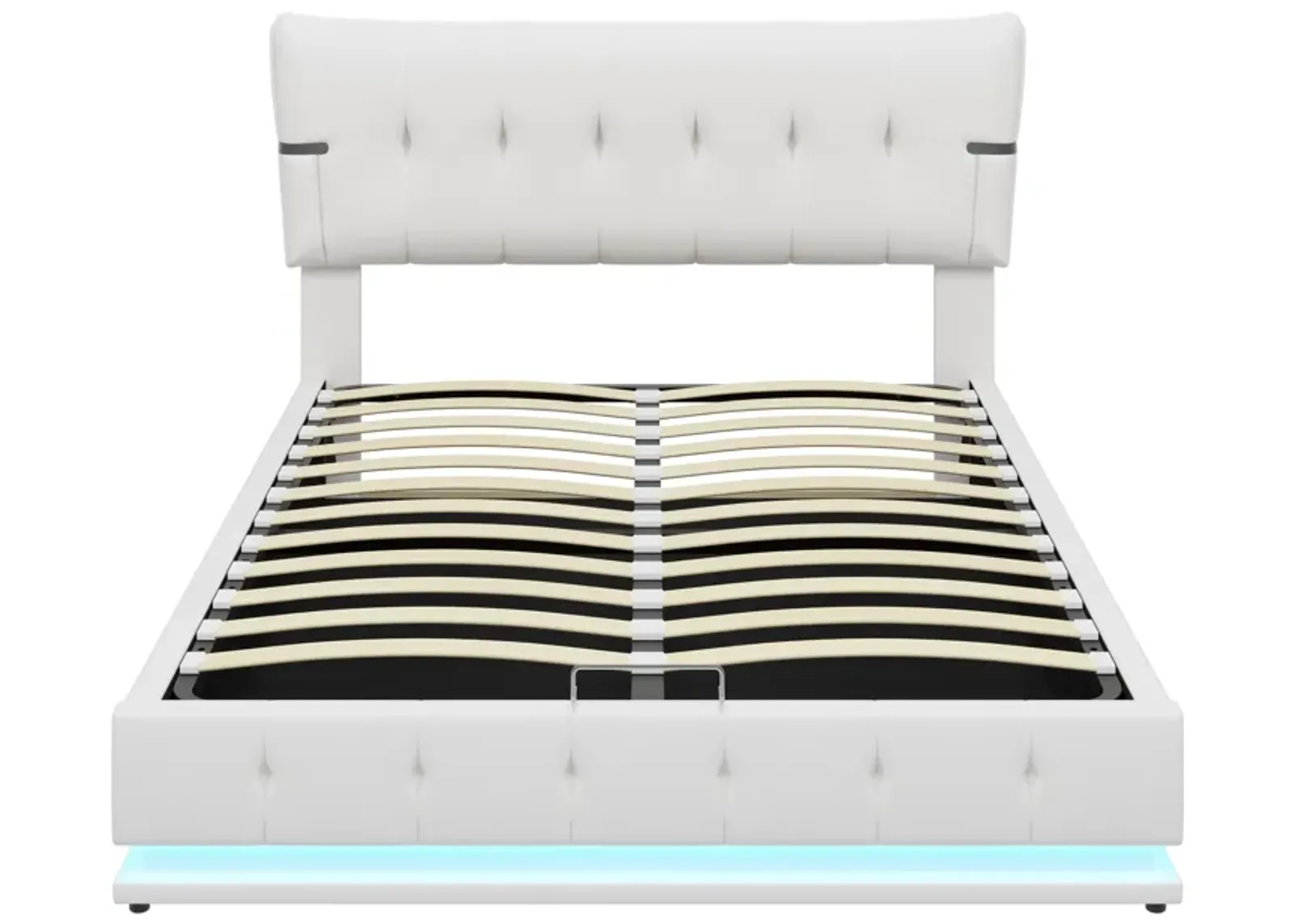 Merax Hydraulic Storage PU Platform Bed