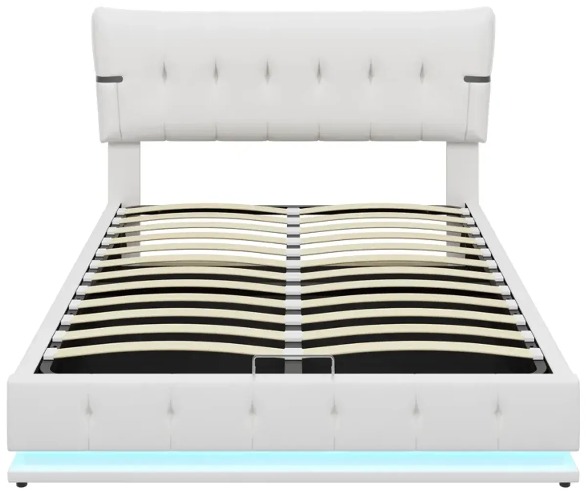 Merax Hydraulic Storage PU Platform Bed