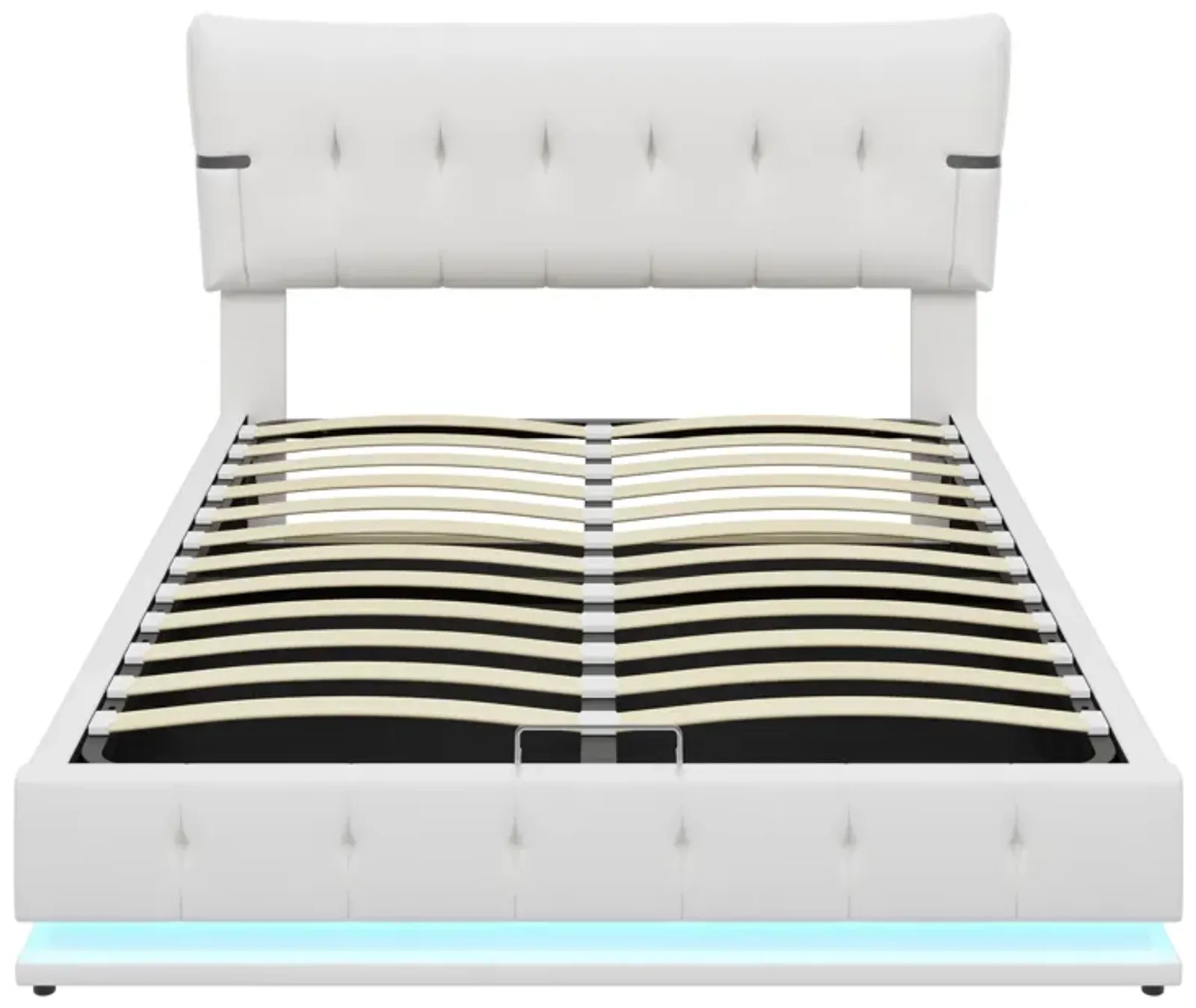 Merax Hydraulic Storage PU Platform Bed