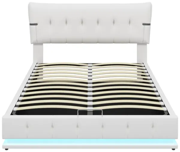Merax Hydraulic Storage PU Platform Bed