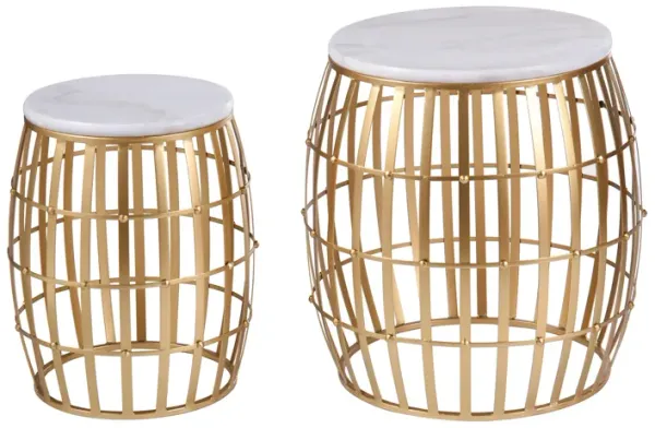 Gold Marble Top Nesting Table (Set of 2)