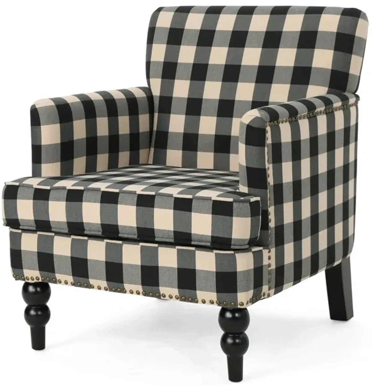 Merax Plaid Pattern Tufted Fabric Club Chair