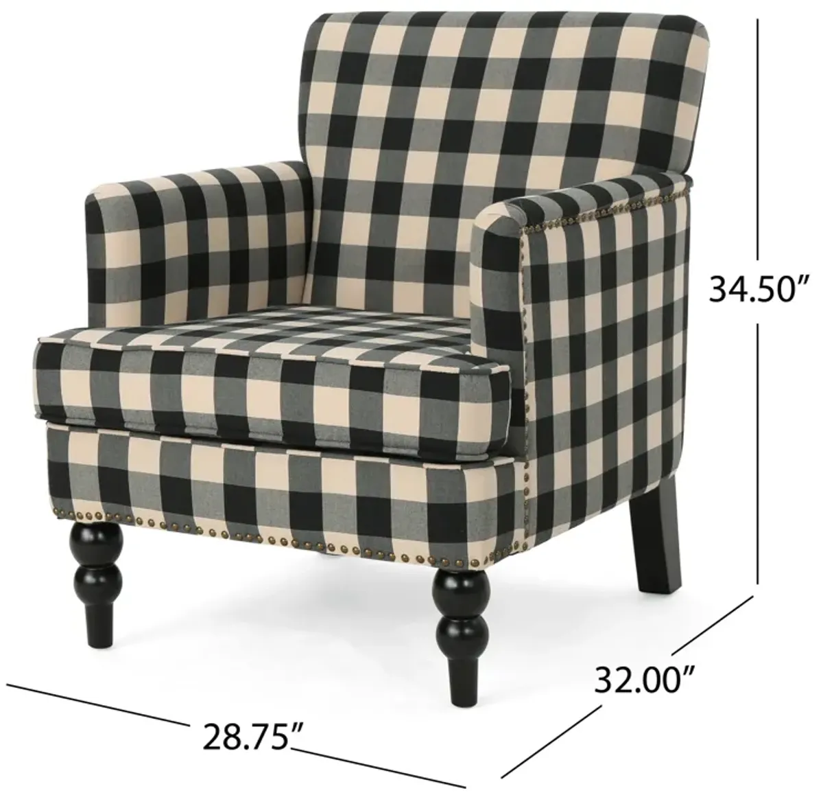 Merax Plaid Pattern Tufted Fabric Club Chair