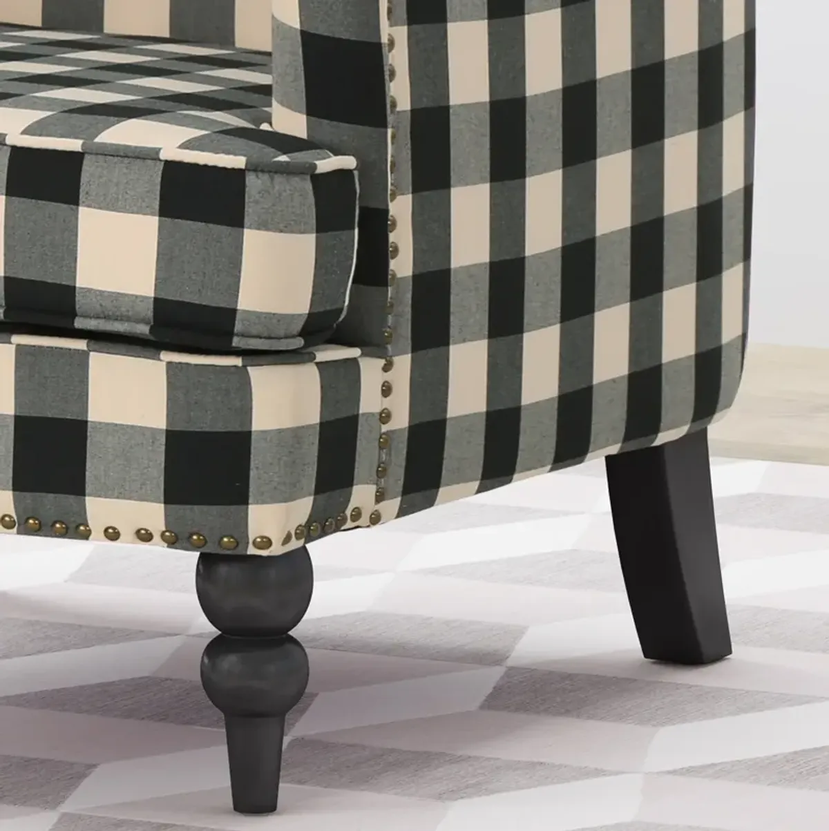 Merax Plaid Pattern Tufted Fabric Club Chair