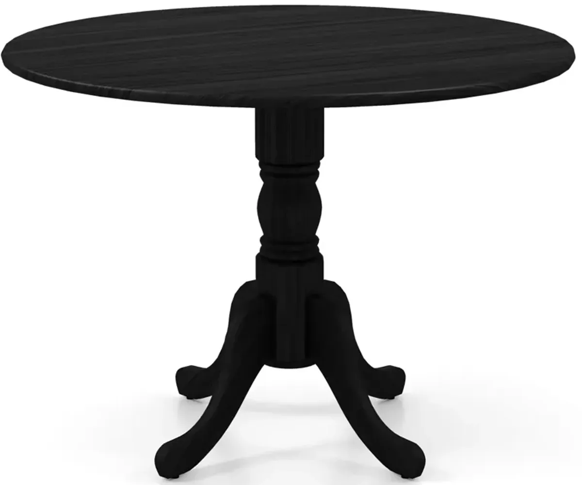 Wooden Dining Table with Round Tabletop and Curved Trestle Legs